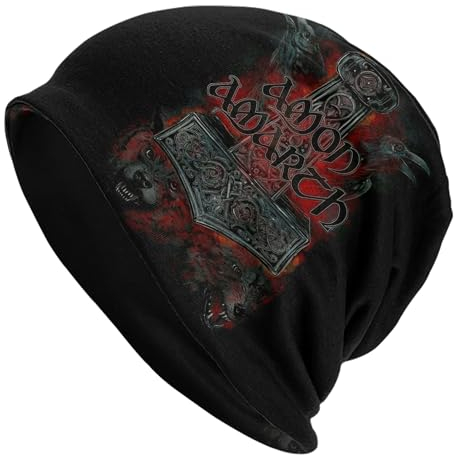 Salpica Amon Amarth Unisex-Beanie-Mütze für Männer und Frauen, Winter-Strickmütze, Totenkopf-Strickmütze, Mütze