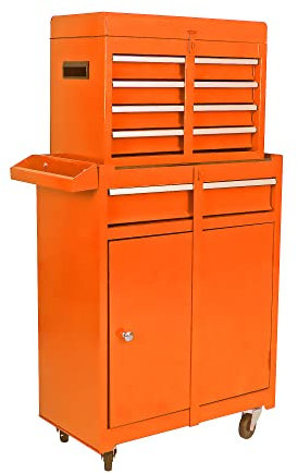 Armadietti per attrezzi, cassettiera con 5 cassetti con ruote staccabili, con ripiano regolabile, organizer per attrezzi rimovibile, per garage, magazzino, officina