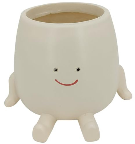 BLOOOK Pot de fleurs suspendu, visage oscillant, pot de fleurs suspendu avec visage balançoire, pot de plantes suspendu, pot de fleurs en résine, joli sourire pour le jardin extérieur (F), HF231208