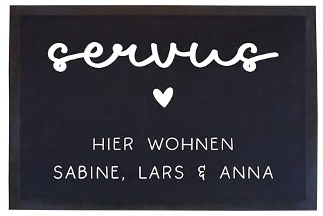 kleinebuchstaben® Servus - Fußmatte mit eigenen Namen personalisiert, Türmatte mit Wunschnamen. Geschenk zum Einzug, rutschfest & waschbar. UV-Beständig | Größe 60x40cm