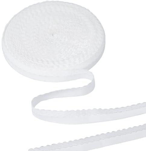 GORGECRAFT 20m Bande Élastique Pliable 1.9cm Bord Extensible Bordure en Dentelle Ruban Lingerie Bordure Coupe Sangle Rouleau pour Bricolage Couture Artisanat Vêtement Emballage Cadeau Lingerie Blanc