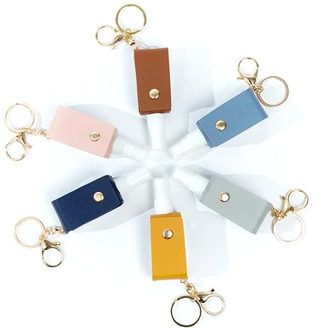 WUMUZAI 6 Pack Keychain Alcohol Spray Bottle, Mini Travel Size Spray Bottle 30ml, Portable Refillable Hand Sanitizer Bottle Case Holder, Empty Small Perfume Spray Bottle for Water Soap Lotion, B