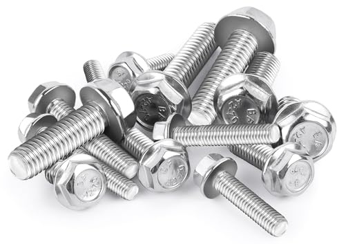 Tornillos De Brida Tornillo De Cabeza Hexagonal M6x25mm Pernos Con | Reborde 25Pcs Perno De Cabeza Hexagonal Sin Dientes De Bloqueo Acero Inoxidable 304 A2 Tornillos Con Rosca Completa (M6x25mm)