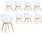 H.J WeDoo 8er Set Nordische Sessel, SGS-geprüft Esszimmerstühle mit Armlehne und Buchenholzbeinen Geeignet für Büro/Lounge/Küche/Balkon/Garten (Weiß)