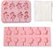 2 Pcs Silicone Lollipop Mould and 100Pcs Lollipop Sticks, Chocolate Lolly Moulds, 8 Cavity and 12 Cavity Lollipop Moulds with Sticks, Use for Making Chocolate, Hard Candy Ice Cube Party (Pink)