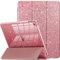 INFILAND Custodia per iPad 9a generazione 2021/iPad 8a generazione 2020/iPad 7a generazione 2019 da 10,2, custodia glitterata con retro trasparente, portapenne per bambine e ragazze, rosa