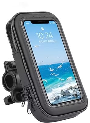 Handle Bar Waterproof Phone Holder For Bikes, Bicycle Handlebar Bag, upto 6.3 inch (Universal Compatibility) Cell Phone Mount 360 Rotatable feature with TPU Touch Screen & Rain Cover for Phones
