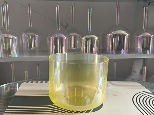 Bol chantant en cristal de quartz chakra du plexus solaire E jaune 20,3 cm