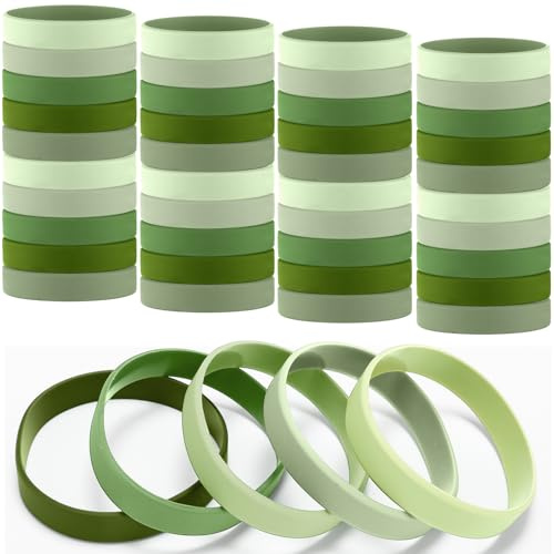 Otuuz Lot de 50 bracelets en caoutchouc de silicone pour adultes - Couleur unie - Pour homme et femme - Identification d'événement - Cadeaux - Décorations (vert)