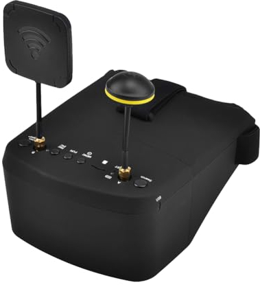 Jasaly -800D FPV-Brille 5,8 G 40 Kanäle 5 854 X 480 DVR-Aufnahme/Speicherung Doppelantennen 2000 MAh für RC-Renndrohne EU Stecker