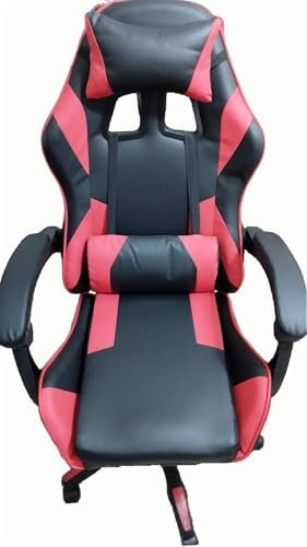 sinlikon Chaise de gaming ergonomique avec repose-pieds et appuie-tête, coussin lombaire, chaises de bureau pour gamer, bureau (rouge)