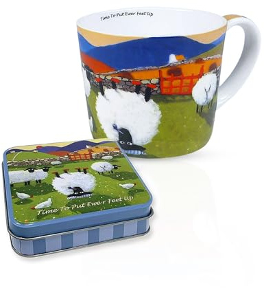 Thomas Joseph Keramik-Kaffeetasse, Schaf, Tierdruck, Süßigkeitendose, wiederverwendbare Box, Irish Fudge, 100 ml (1, Time to Put Feet Up-Dose)