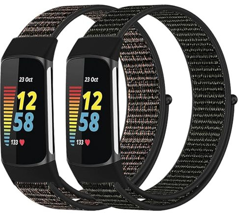 Gittos Nylon Geflochtene Armband für Fitbit Charge 6/Fitbit Charge 5 für Damen Herren