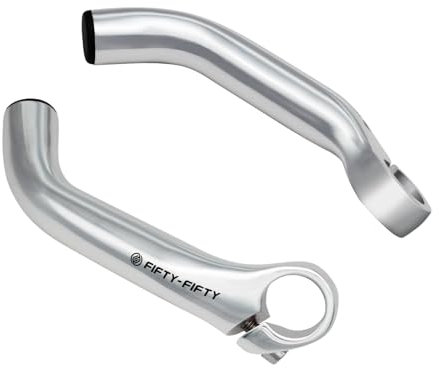 FIFTY-FIFTY Fahrrad Lenkerenden, Bar Ends Fahrrad, Aluminiumlegierung Lenkerhörnchen MTB (Poliertes Silber)