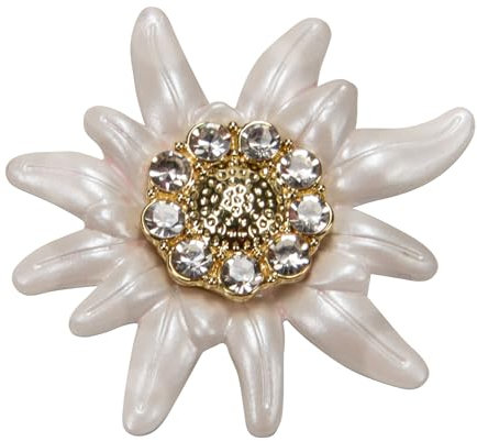 Alpenflüstern Ansteck-Pin Strass-Edelweiß Greta groß (creme-weiß) API123