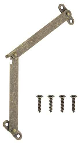 QUARKZMAN Bisagras Soporte Para Tapa Plegable 4, Bisagra Elevación, Bisagras Hierro Giratorias 180 Grados Con Tornillos Para Cajas Madera, Estuches Joyería, Exhibición, Bronce