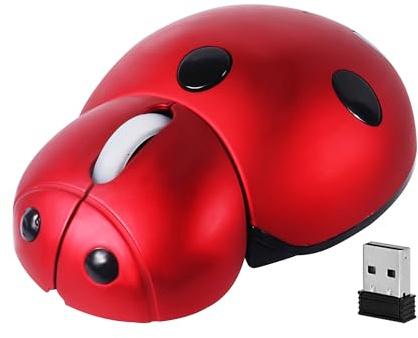 Mini souris sans fil en forme de coccinelle avec récepteur USB 1000-1200-1600 DPI Souris optique portable sans fil pour ordinateur portable, PC, ordinateur de bureau, ordinateur portable, cadeau pour