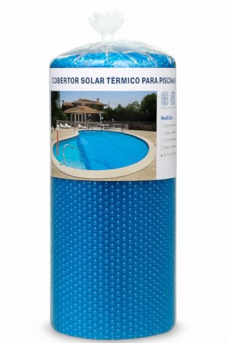 Cobertor Solar Piscina Ion Pure 400 micras | Reduce evaporación y Mantiene el Calor | Fácil instalación | Varios tamaños Disponibles (Azul, 8 X 4 Metros)