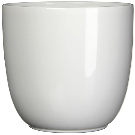 Annastore Blumenübertopf Tusca aus Keramik (Weiß, H 20 cm - Ø 22,5 cm) | Übertopf - Blumentopf - Übertöpfe - Blumentöpfe
