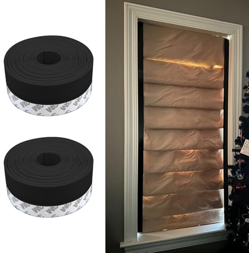 Rollo mit führungsschiene 2 Stück Zuschneidbare Verdunkelungsstreifen, Verdunkelungsstangen für Rollos, Lichtblocker, Winddichte Verdunkelungsstreifen für Fenster(Black,3.5cm (1.4in))