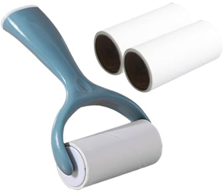 BESTonZON Portable Lint Roller with Wooden Handle and Sticky Refills Hair Remover Brush for Clothes Sweaters Pet Hair and Dust Easy Detach for Travel and Home Use