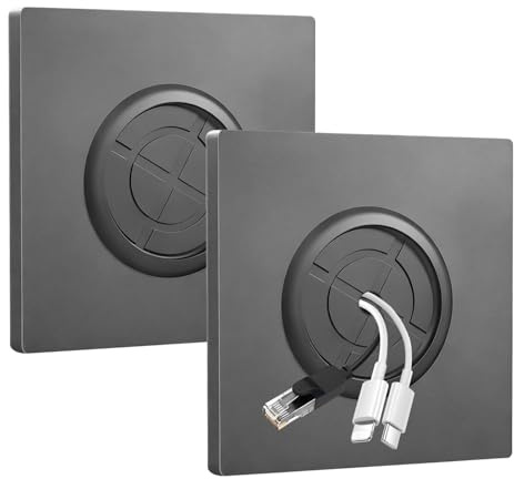 Wall Cable Entry Cover Plate, 2 Pcs 86x86mm Wall Cable Cover Plate, Cables Walls Covers, for Concealing Sockets, Junction Boxes and Organising(Grey)