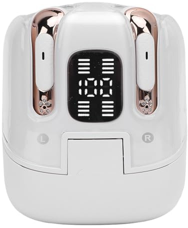 Denash Wireless Earbuds LED Display 2 Pack Low Latency 5.4 Headphones for Couple with Charging Case for PC, ABS (White)