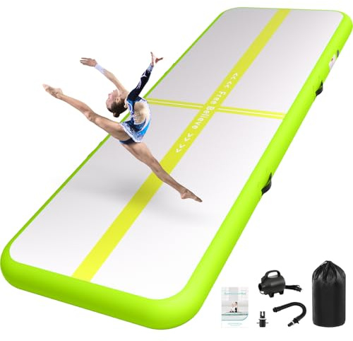 Sportbob Airtrack Matte 3/4/5/6/7m Länge, 10/15cm Dicke mit Luftpumpe | Sichere Landungen mit 10/15cm Dicke | 600W-Pumpe, Blitz-Aufbau | Fitness, Turnen | Drinnen & Draußen | Strapazierfähig
