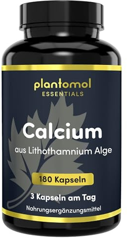 Calcium hochdosiert aus Lithothamnium Alge - plantomol® Essentials | Calcium Lithothamnium Kapseln - Calzium Tabletten - Natürliche 480mg Kalzium hochdosiert pro Tagesdosis - 2 Monatsvorrat
