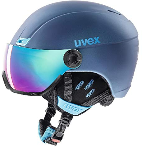uvex hlmt 400 Visor Style - Leichter Skihelm für Damen und Herren - individuelle Größenanpassung - mit Visier - navyblue matt - 58-61 cm