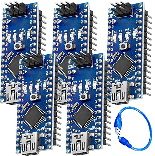 AZDelivery 5 x AZ-Nano V3-Board mit Atmega328 CH340 fertig verlötete, verbesserte Version mit USB Kabel inklusive E-Book!