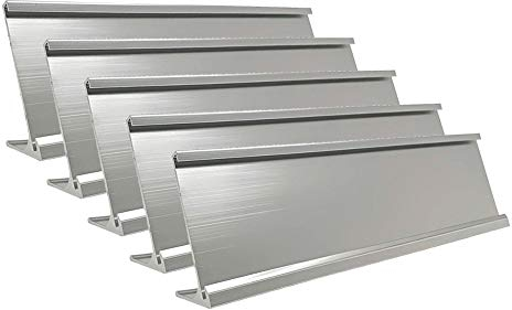 Name Plate Desktop Office Desk Holder 5Pack (Silver, 2 x 8)