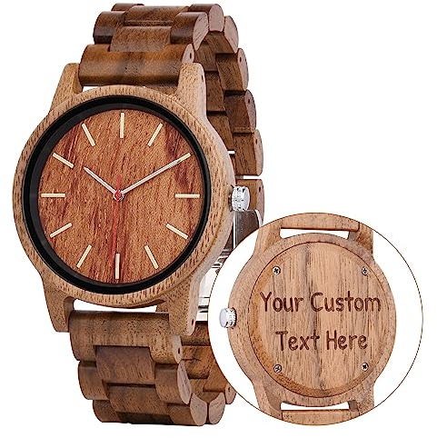 LMWOOD Persönliche Uhr mit Gravur Herrenuhr Holz Armbanduhr für Männer Geschenk Hochzeit Geschenke zum Jahrestag Unisex-Uhr