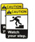 eSplanade Warnschild „Caution Watch Your Step“ – einfach zu montieren, wetterbeständig, langlebige Tinte (Größe 19,1 x 14 cm)