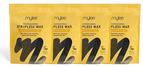 Mylee Professional Hard Wax Beads 2Kg, Stripless Depilatory Waxing Pellets | Solid Film Beans No Strip Needed, Painless Gentle Hair Removal of Full Body, Face & Bikini Line (Charcoal & Green Tea)