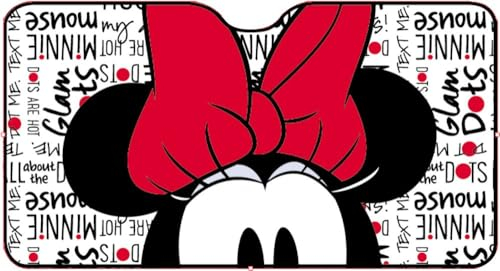 Tataway Disney Minnie Parasol Delantero Parabrisas de Coche 130x70cm Dibujos para niñas Lazo Rojo
