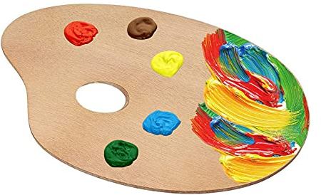 Palette en Bois, Classique de Forme Ovale Palette de Peinture en Acrylique avec Trou, Facile à Saisir Et Plus Confortable, pour Peinture à Huile, à L'Aquarelle Ou à L' Acrylique