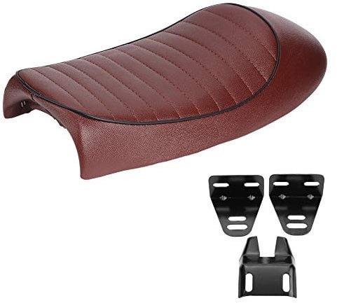 Motorrad Sitzsattel PU Leder Vintage Cafe Racer Sitz, Flachsattelkissen Sitzbänke Motorrad Sitz, Motorrad Sitzbank für CG125 GN CG CB400SS(Tippe A)(3)