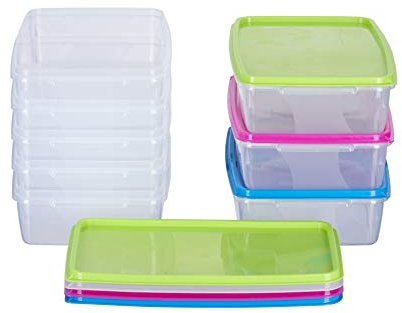 MiraHome 8 contenitori rettangolari piatti da 1 l, 21 x 14 x 5,5 cm, qualità austriana.