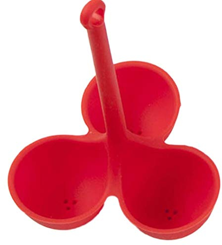 TOSSPER 3 Holes Egg Cooker Silicone Egg Boiler Egg Tray Kitchen Gadgets Egg Rack (red()