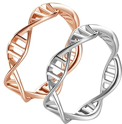 Aotiwe Verlobungsring Paar Roségold Silber Ringe Dna, Rostfreier Stahl Damen 52 (16.6) & Herren 49 (15.6)