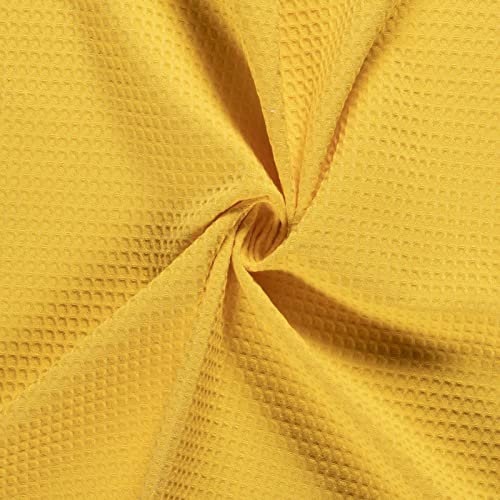 50x150cm Frottierstoff Waffelpiqué Baumwollstoff Oeko - Tex 100 Meterware am Stück Farbwahl, Farbe:gelb
