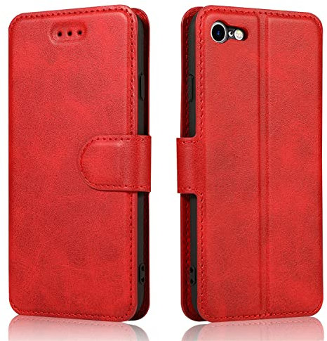 QLTYPRI iPhone 6 Plus/6S Plus Case - Premium PU Leather Wallet With TPU Bumper, Card Slots, Kickstand, Magnetic Closure - Shockproof Flip Cover for Apple 6P/6SP - Red