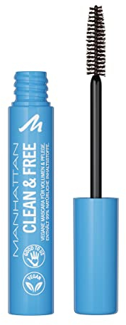 Manhattan Clean & Free Mascara Fb. 99T Brown, wasserfeste, pflegende Wimperntusche, vegan, 7 ml