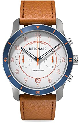 DeTomaso Venture Chronograph Limited Edition White Blue - Leather Brown