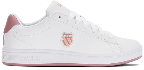 K-Swiss Damen Court Shield Sneaker, WHT/FXGLVE/APRICOT, 41.5 EU