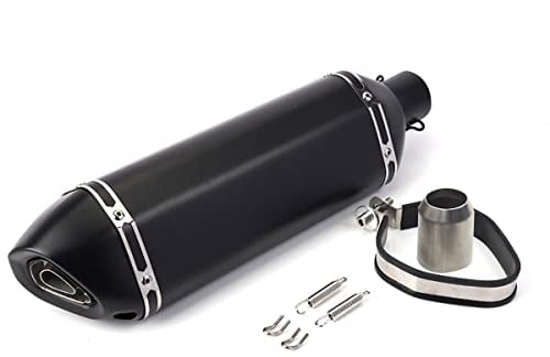 PACEWALKER 38-51mm 1.5-2Einlass Slip On Auspuff Schalldämpfer für Motorrad mit abnehmbaren DB Killer für Street Bike Motorrad Roller Yamaha Suzuki (Matt-Schwarz)