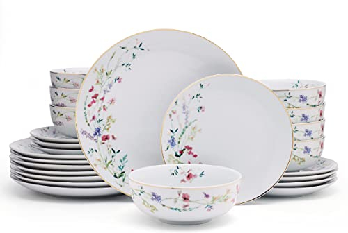 Mikasa Kalina Metallic 24 Piece Dinnerware Set, Service for 8