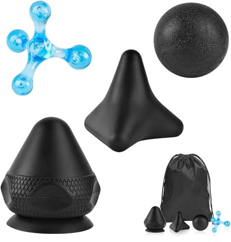 WUGU Triggerpunkt Drücker Set, Triggerpunkt Massagegerät mit Saugnapf Beutel, 4 Verschiedene Trigger für Muskelschmerzen und Verspannungen der Schulter, Nacken, Arme,Rücken und Beine