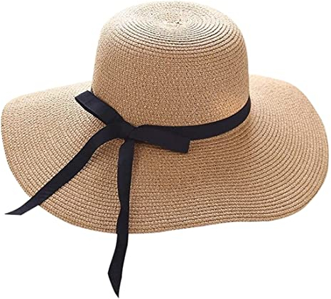 HALAHAI Sombrero de Paja Sombrero de Sol Sombreros De Paja para El Sol Plegable Playa Brim Ladies Floppy Sun Hat Verano Mujer para Surf Sombrero Playa Gorro Playa (Color : K, Size : One Size)